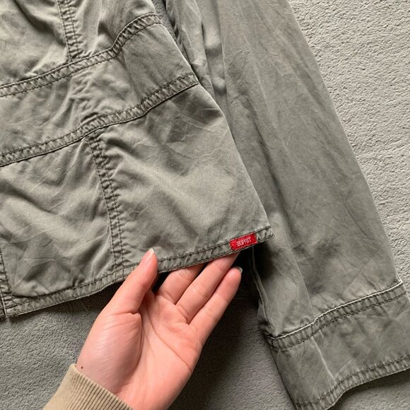 Women's Khaki Military-Style Button Jacket - Picture 3 of 5